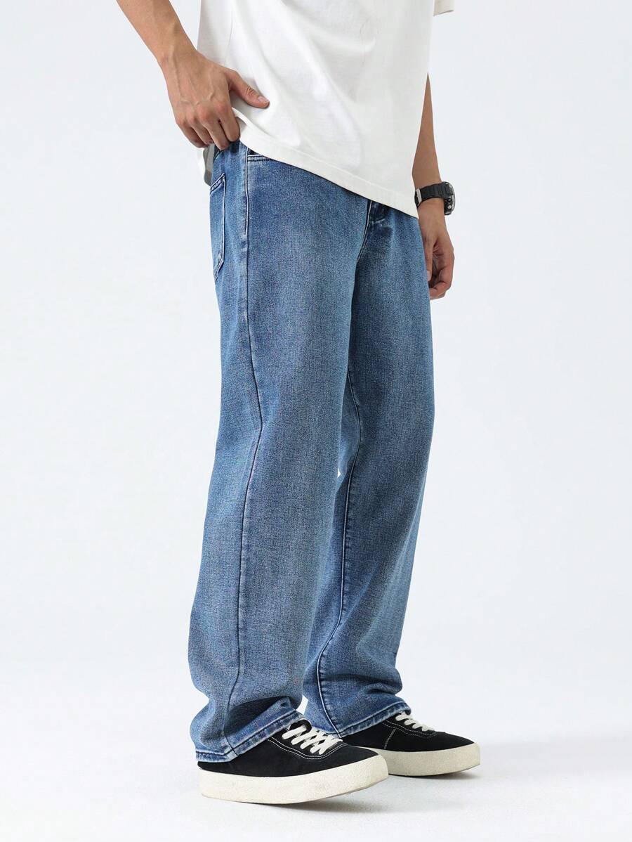 Pantalon ample droit pour homme – Denim décontracté à jambe large - 44