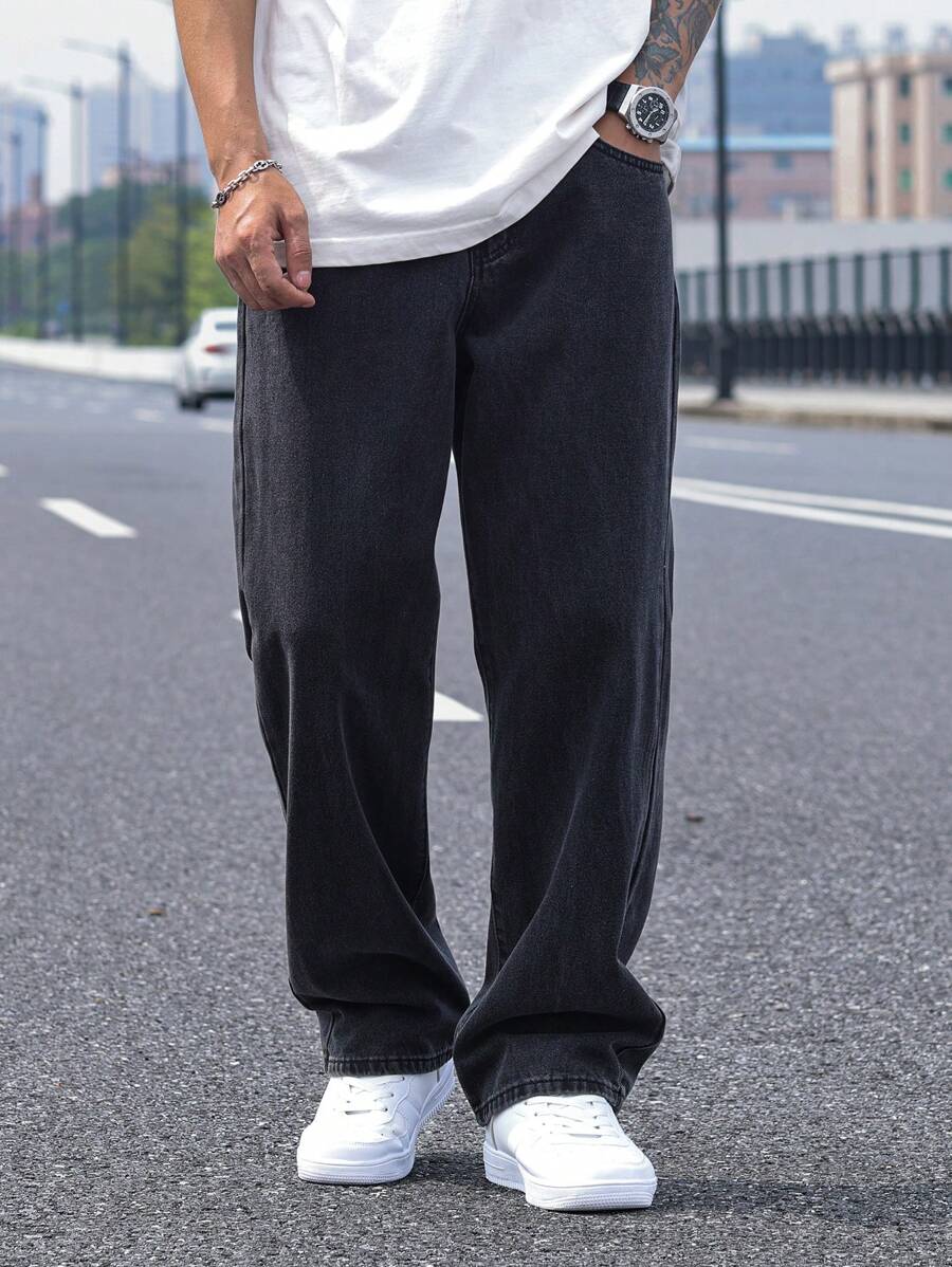 Pantalon ample droit pour homme – Denim décontracté à jambe large - 54