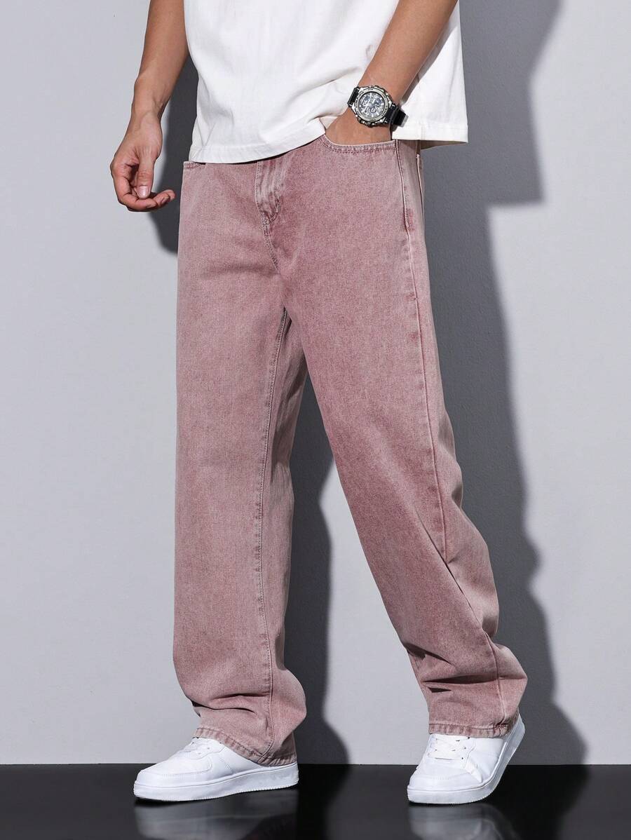 Pantalon ample droit pour homme – Denim décontracté à jambe large - 65