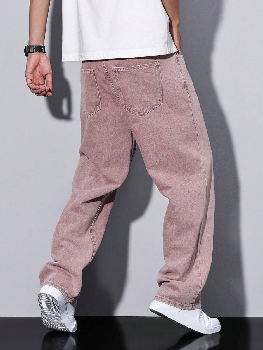 Pantalon ample droit pour homme – Denim décontracté à jambe large - 66