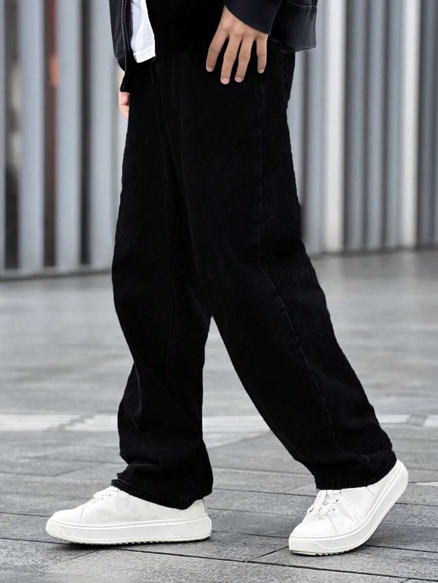 Pantalon ample droit pour homme – Denim décontracté à jambe large - 7