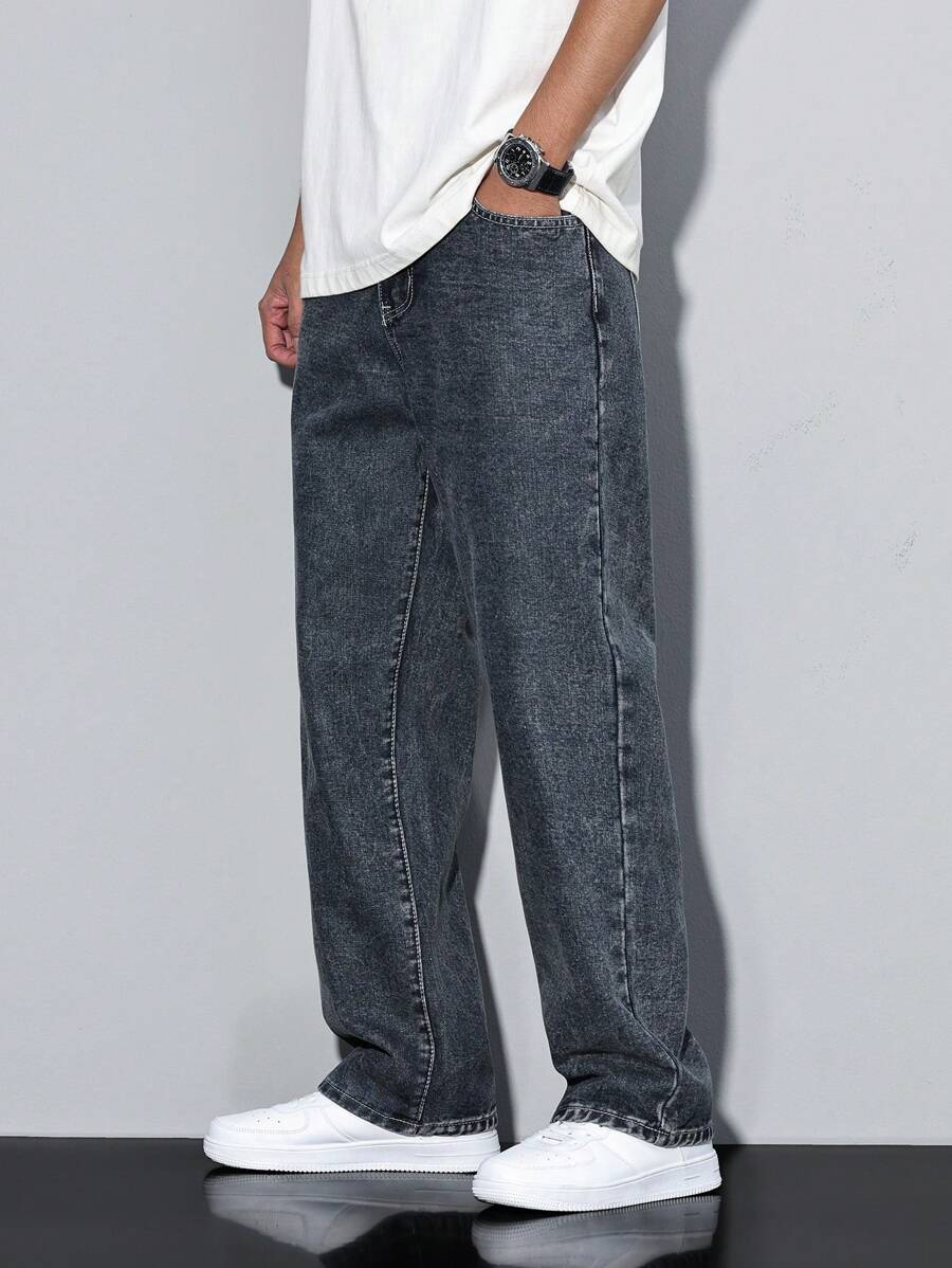Pantalon ample droit pour homme – Denim décontracté à jambe large - 72