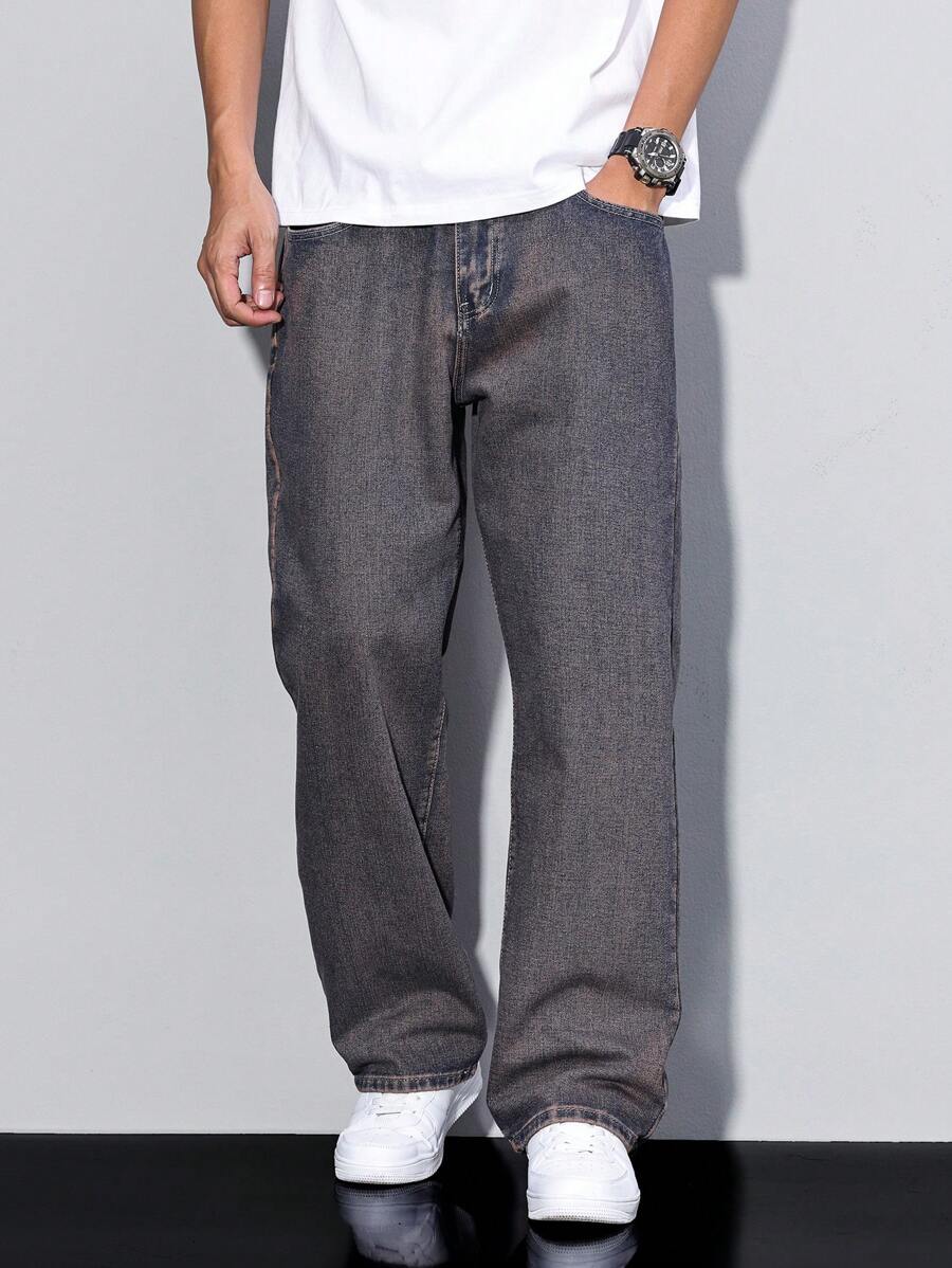 Pantalon ample droit pour homme – Denim décontracté à jambe large - 84