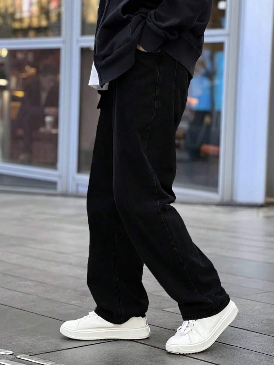 Pantalon ample droit pour homme – Denim décontracté à jambe large - 9