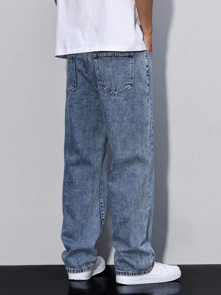 Pantalon ample droit pour homme – Denim décontracté à jambe large - 91