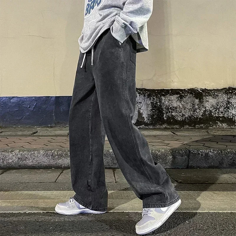 Pantalon ample droit pour homme — Denim décontracté coupe ample
