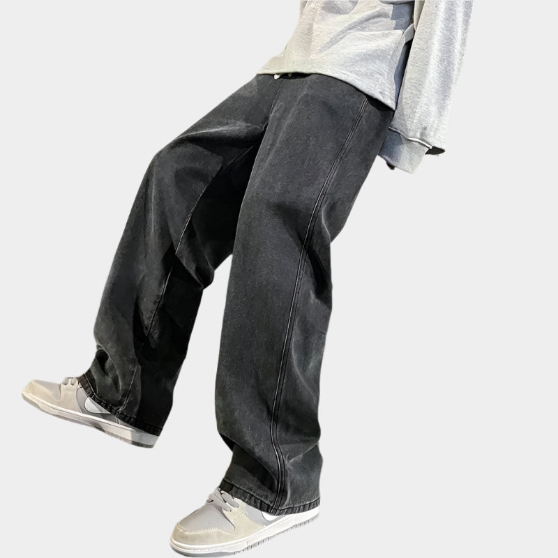 Pantalon ample droit pour homme — Denim décontracté coupe ample