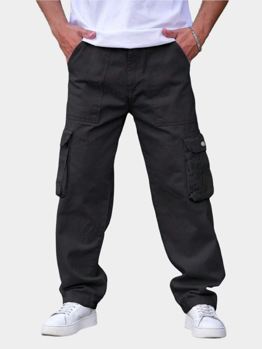 Pantalon cargo streetwear droit avec grandes poches style décontracté