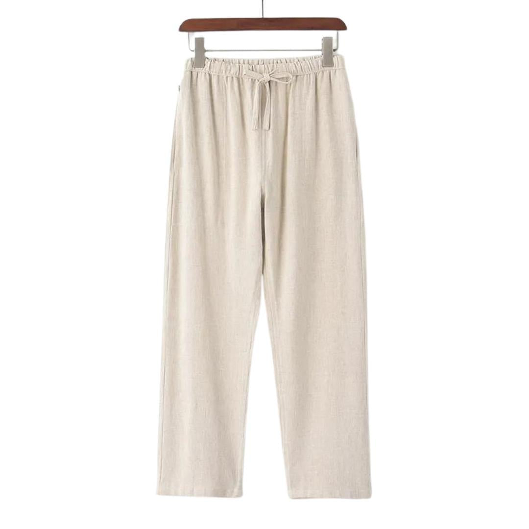 Pantalon décontracté en lin et coton pour homme – Pantalon d'été léger