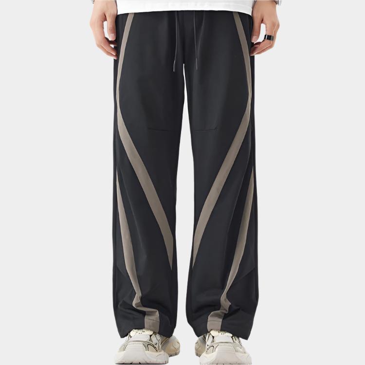 Pantalon droit Ă  jambe large et taille ajustable avec cordons de serrage pour homme