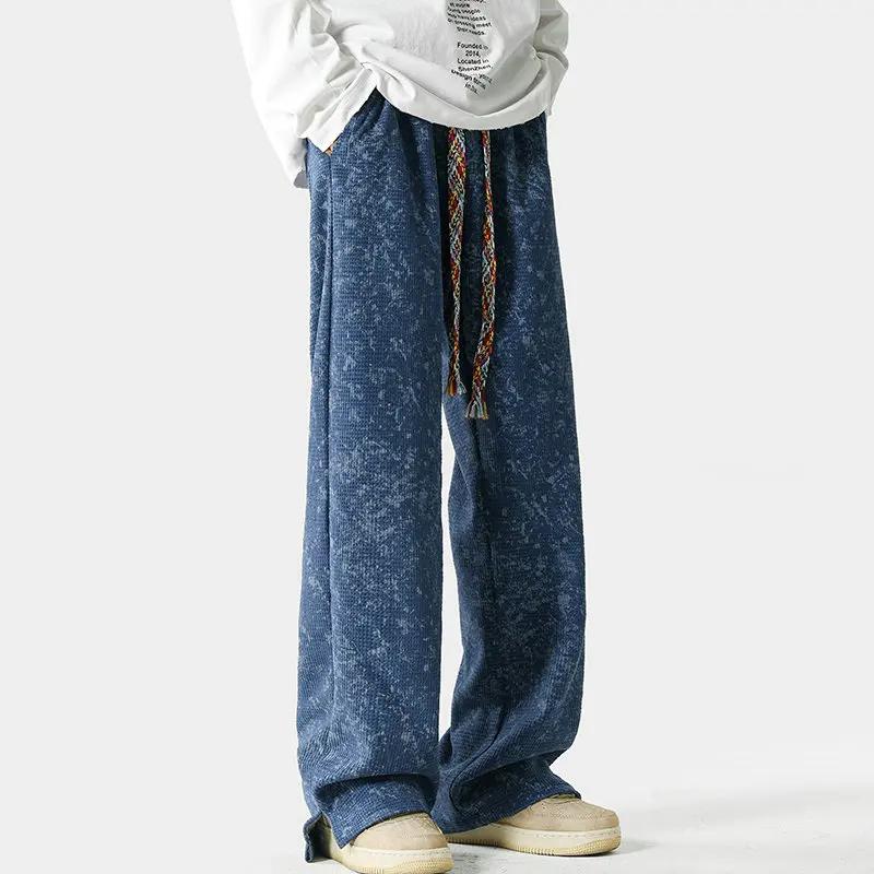 Pantalon droit ample et confortable avec lien en corde multicolore audacieux