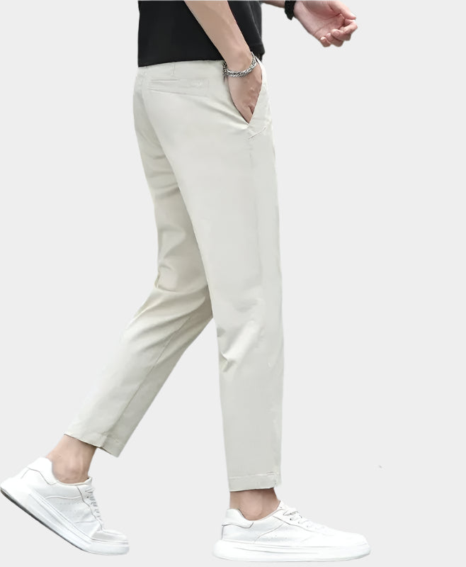 Pantalon droit décontracté en coton extensible pour homme - Vêtements frais et respirants