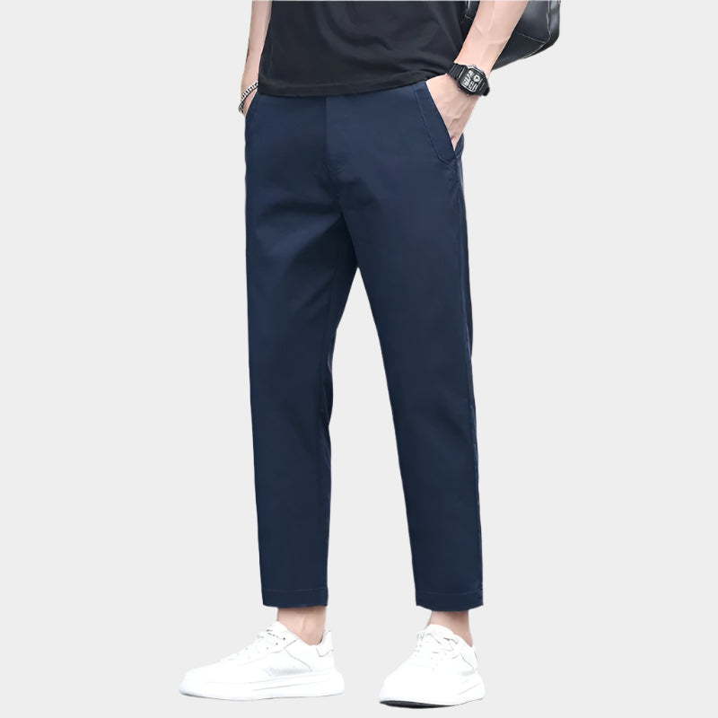 Pantalon droit décontracté en coton extensible pour homme - Vêtements frais et respirants