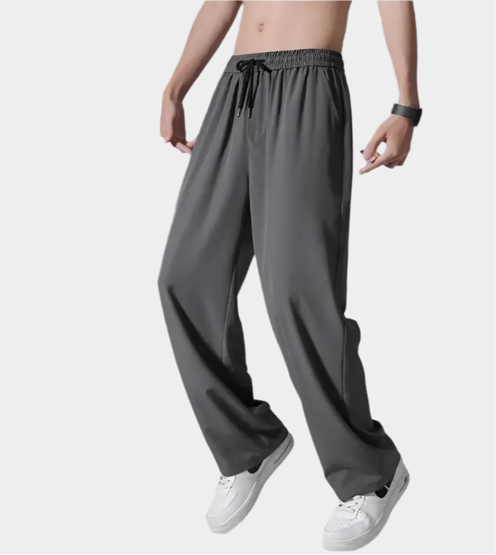 Pantalon droit long et respirant en soie glacée pour homme - Séchage rapide