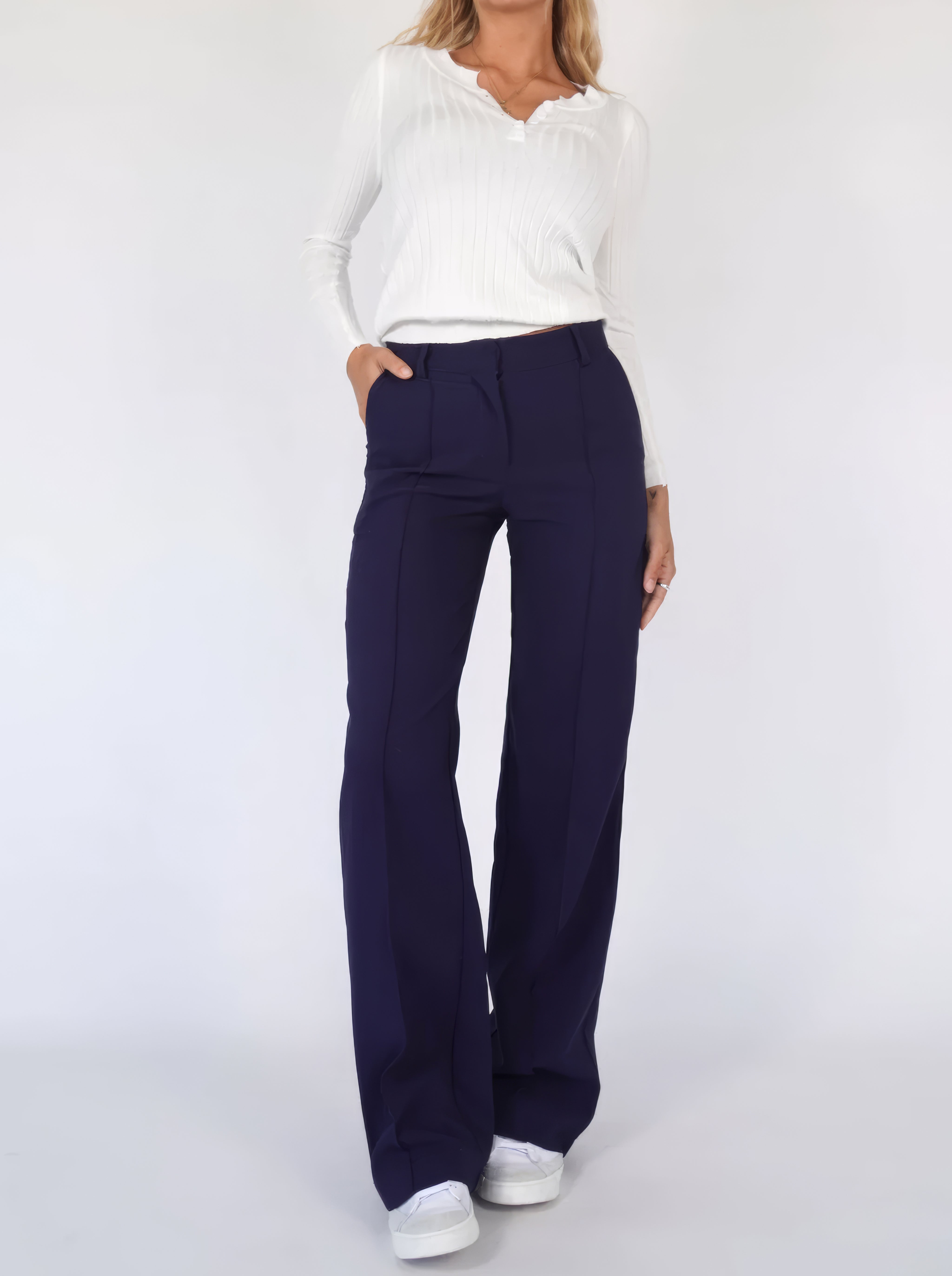 Pantalon taille haute | Jambe droite, coupe classique - 10