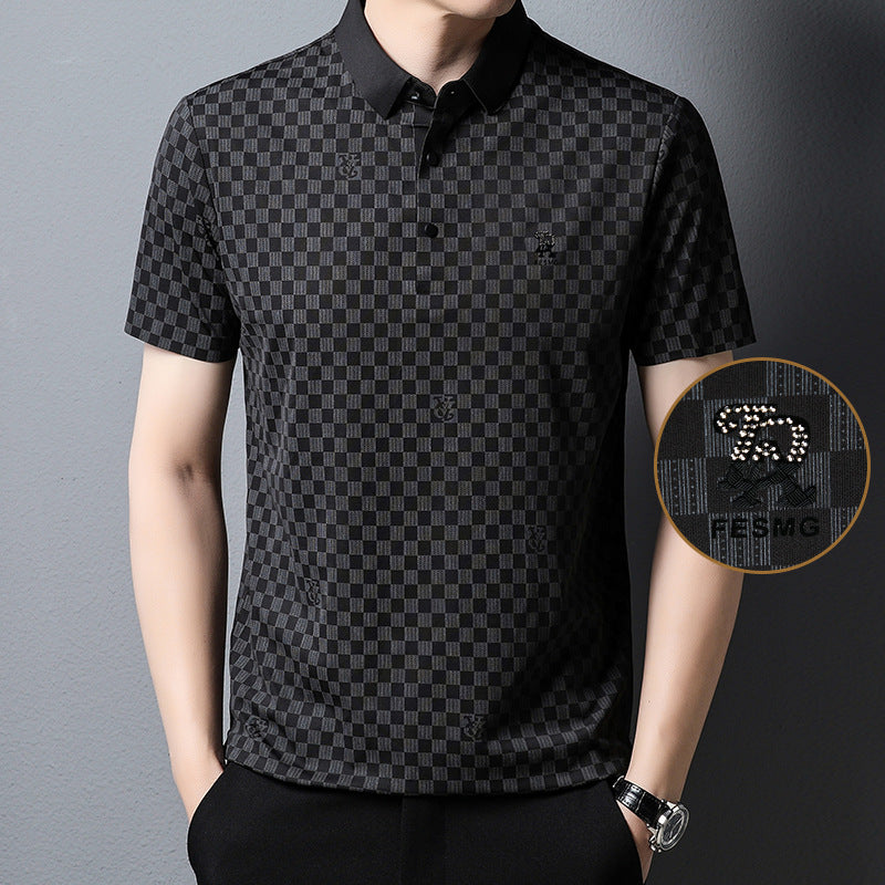 Polo à carreaux avec revers – Vêtements d'été légers pour homme