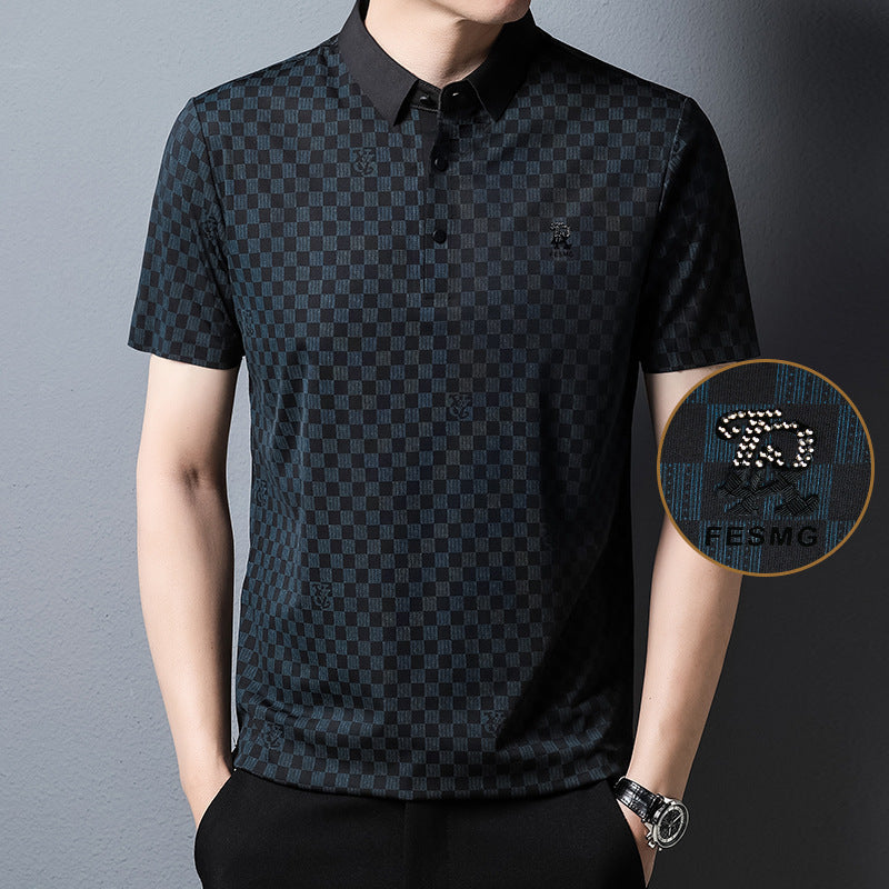 Polo à carreaux avec revers – Vêtements d'été légers pour homme