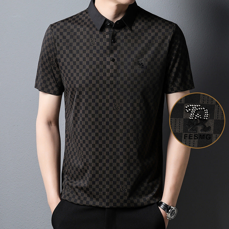 Polo à carreaux avec revers – Vêtements d'été légers pour homme