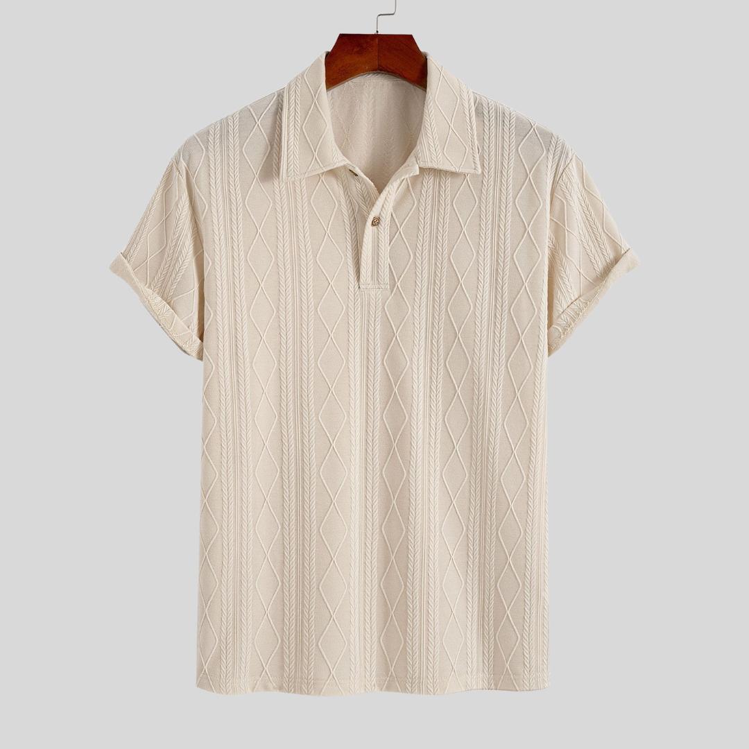 Polo à carreaux jacquard tricoté – Élégant et confortable pour homme