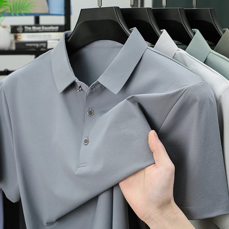 Polo à manches courtes et revers texturés – Haut décontracté d'été pour homme