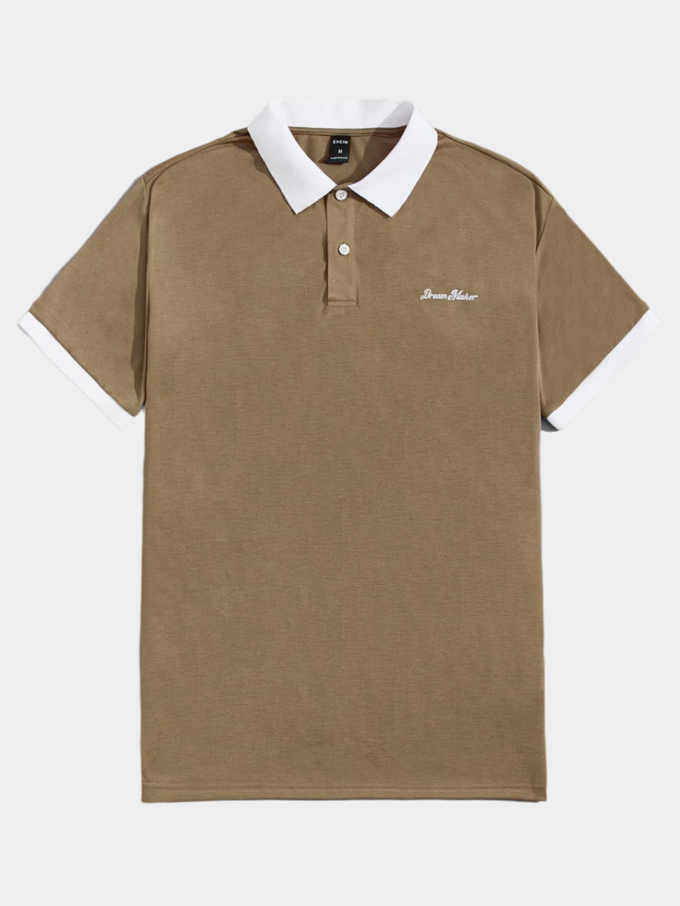 Polo décontracté à manches courtes avec lettres et couleurs contrastées pour homme