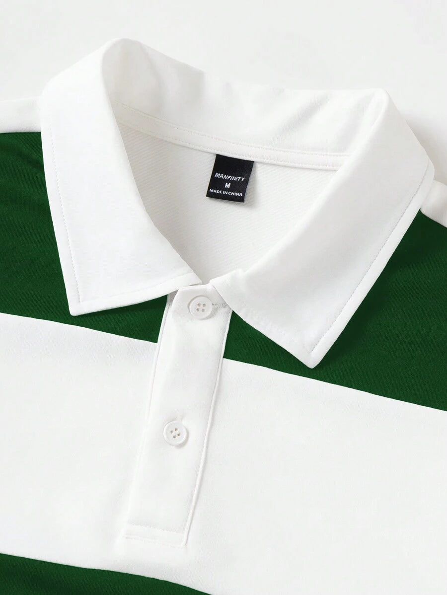 Polo décontracté à manches courtes et imprimé rayé pour homme