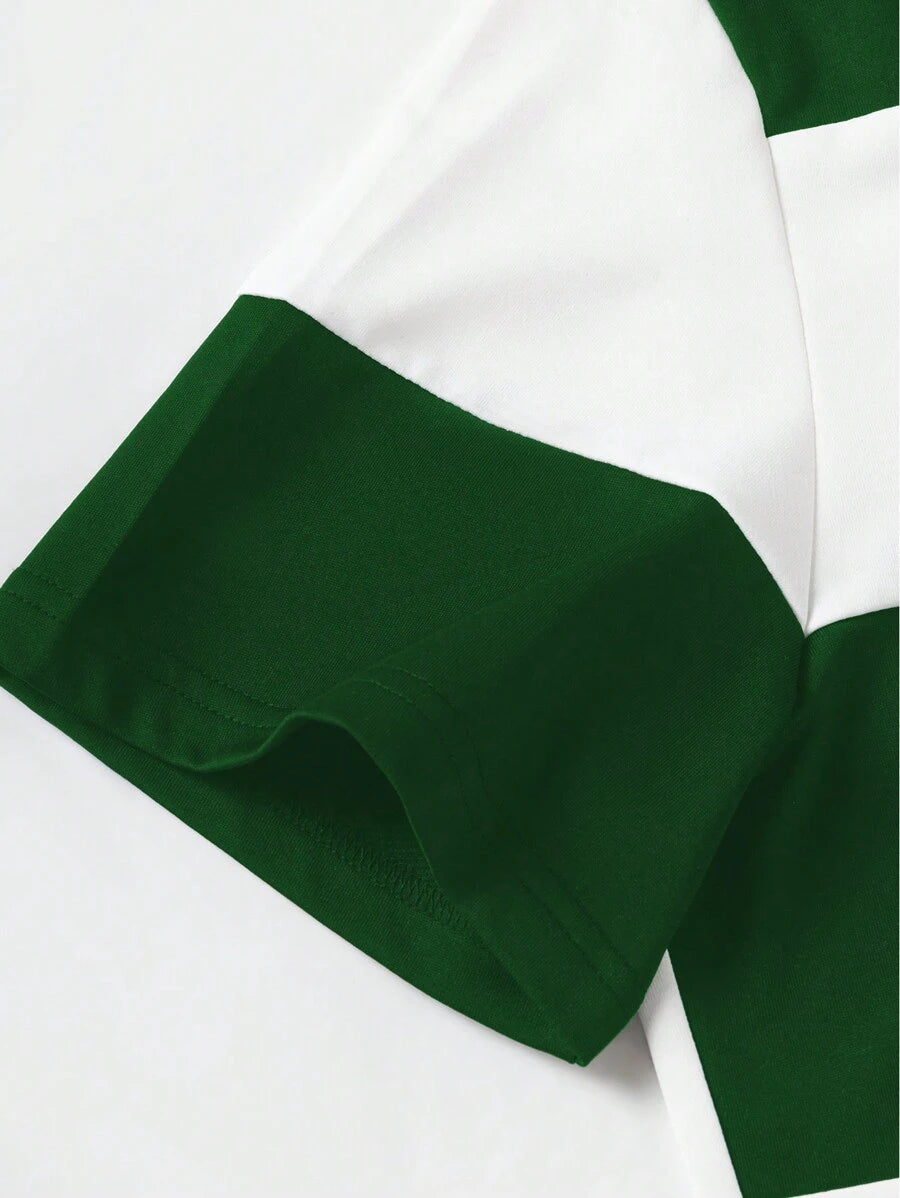 Polo décontracté à manches courtes et imprimé rayé pour homme