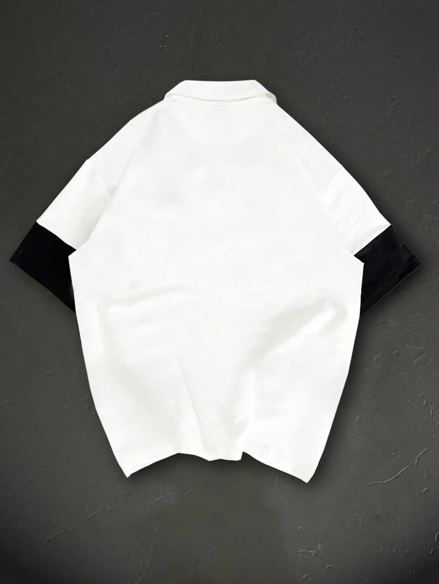 Polo décontracté à manches courtes et imprimé rayé pour homme