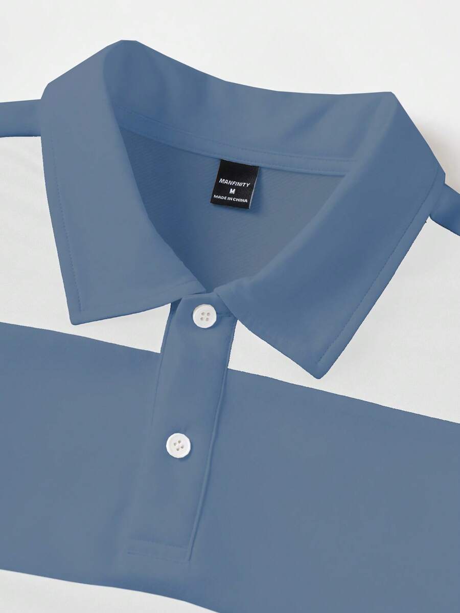 Polo décontracté à manches courtes et imprimé rayé pour homme