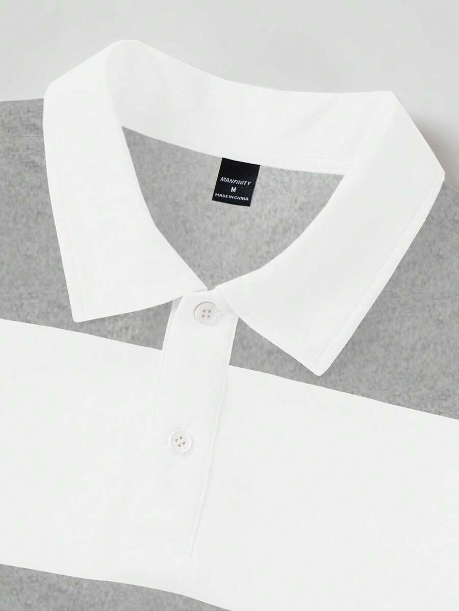 Polo décontracté à manches courtes et imprimé rayé pour homme