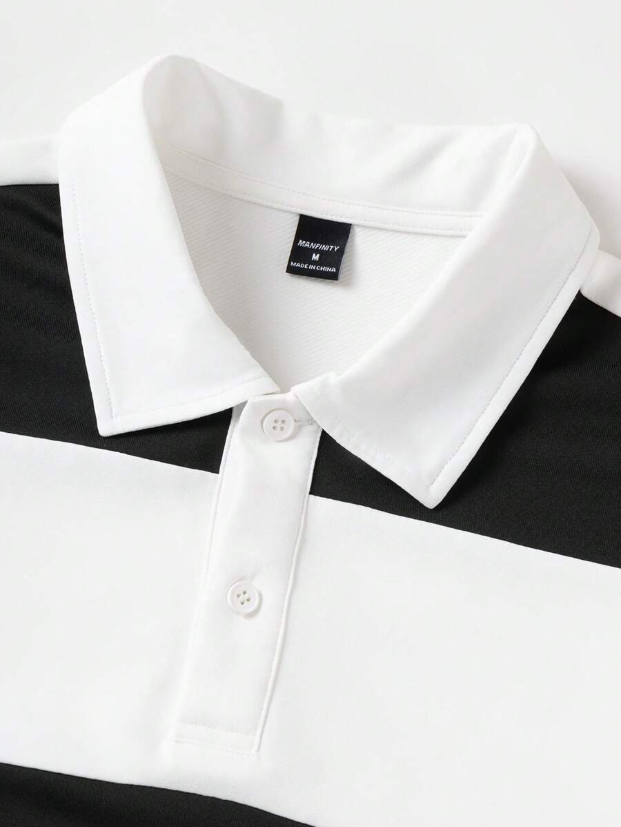 Polo décontracté à manches courtes et imprimé rayé pour homme