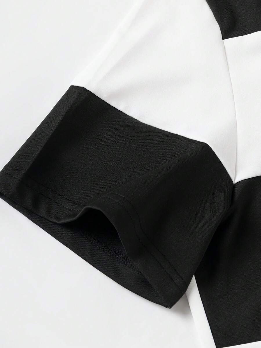 Polo décontracté à manches courtes et imprimé rayé pour homme