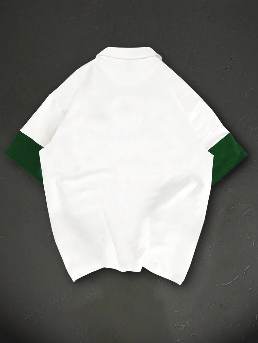 Polo décontracté à manches courtes et imprimé rayé pour homme