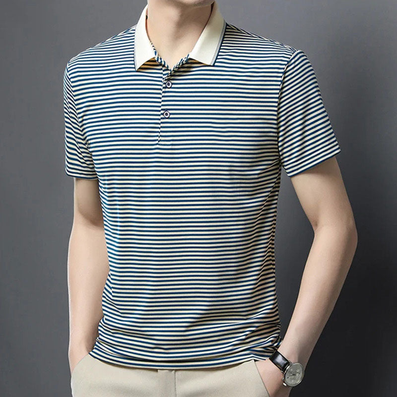 Polo décontracté à revers rayé – Léger et respirant pour homme, idéal pour l'été