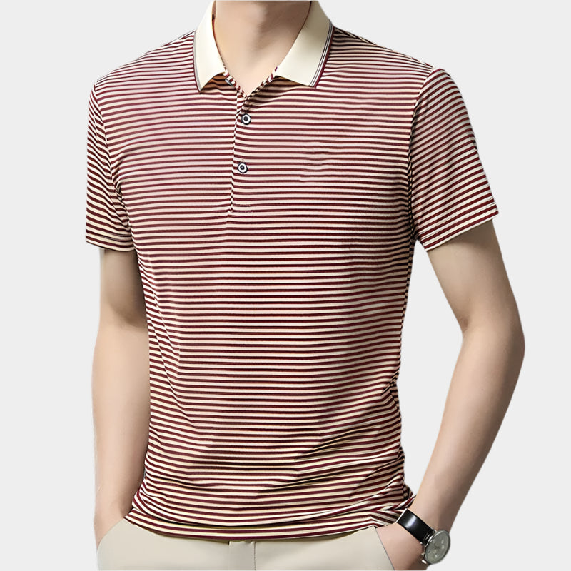 Polo décontracté à revers rayé – Léger et respirant pour homme, idéal pour l'été