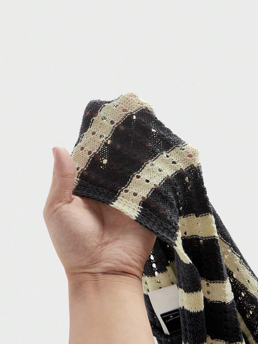 Polo décontracté rayé à manches courtes avec col ajouré pour hommes