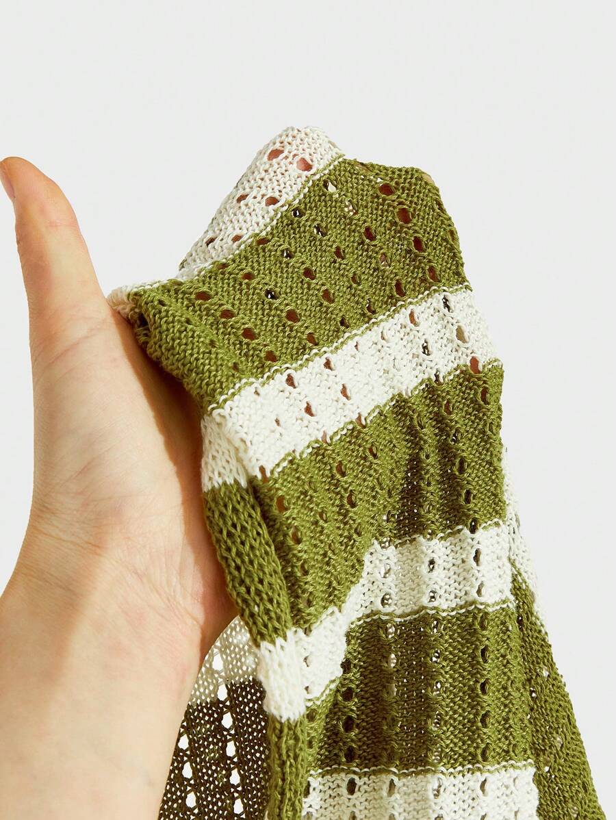 Polo décontracté rayé à manches courtes avec col ajouré pour hommes