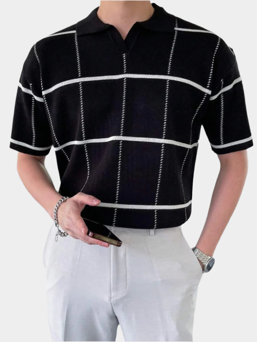 Polo en tricot à carreaux – Polo léger à manches courtes pour homme