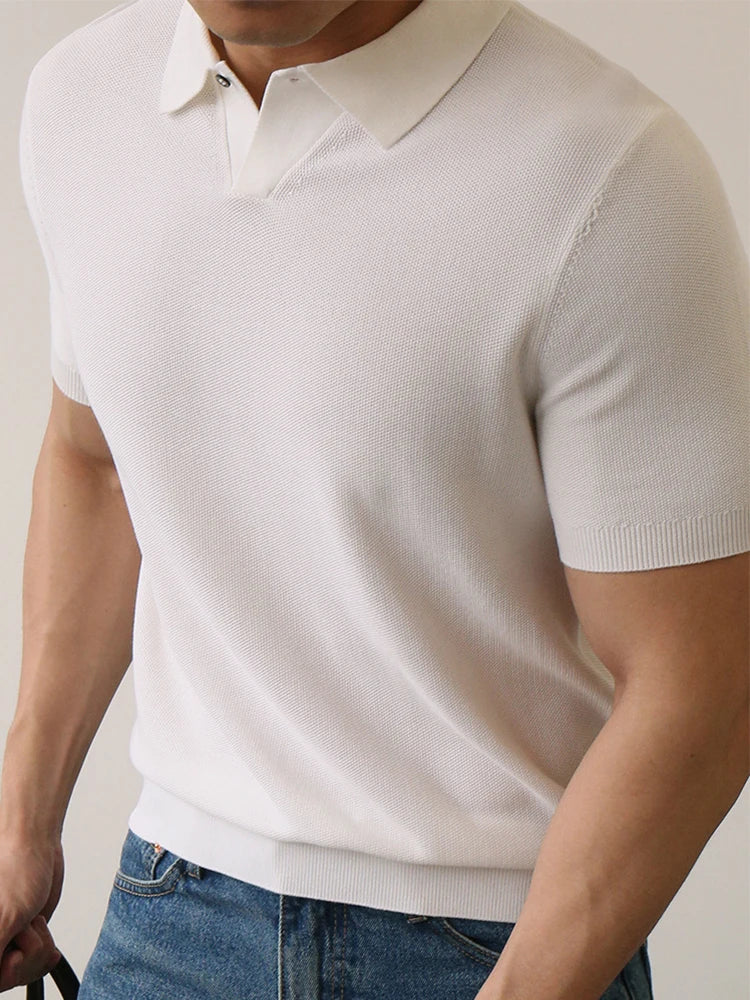 Polo en tricot texturé coupe ajustée – Manches courtes décontractées pour homme