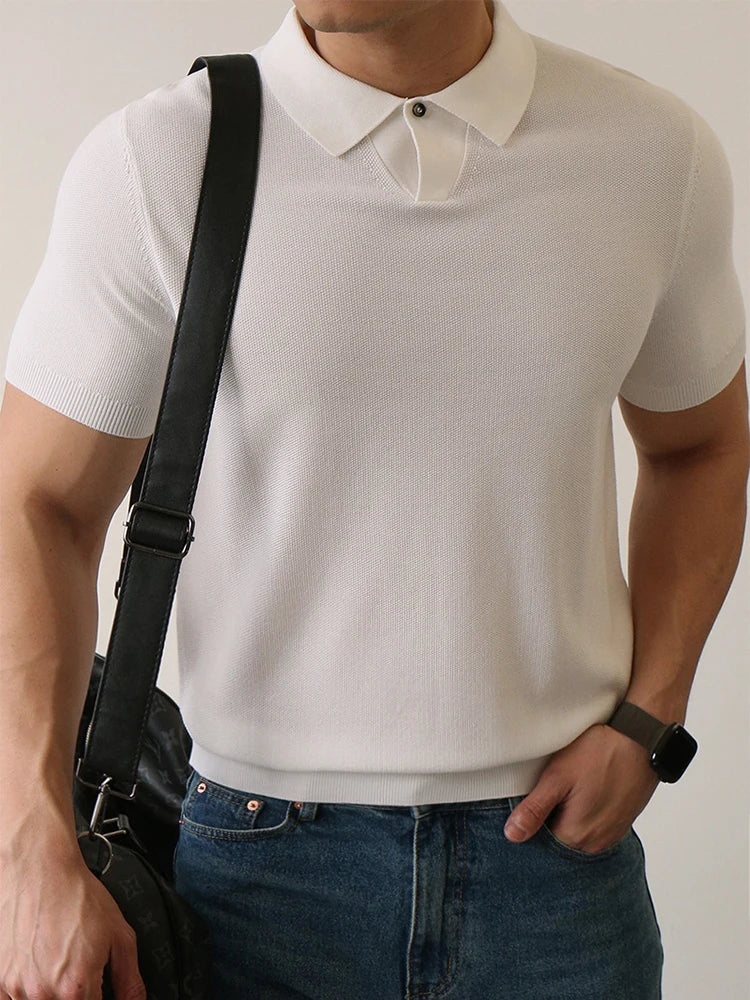 Polo en tricot texturé coupe ajustée – Manches courtes décontractées pour homme