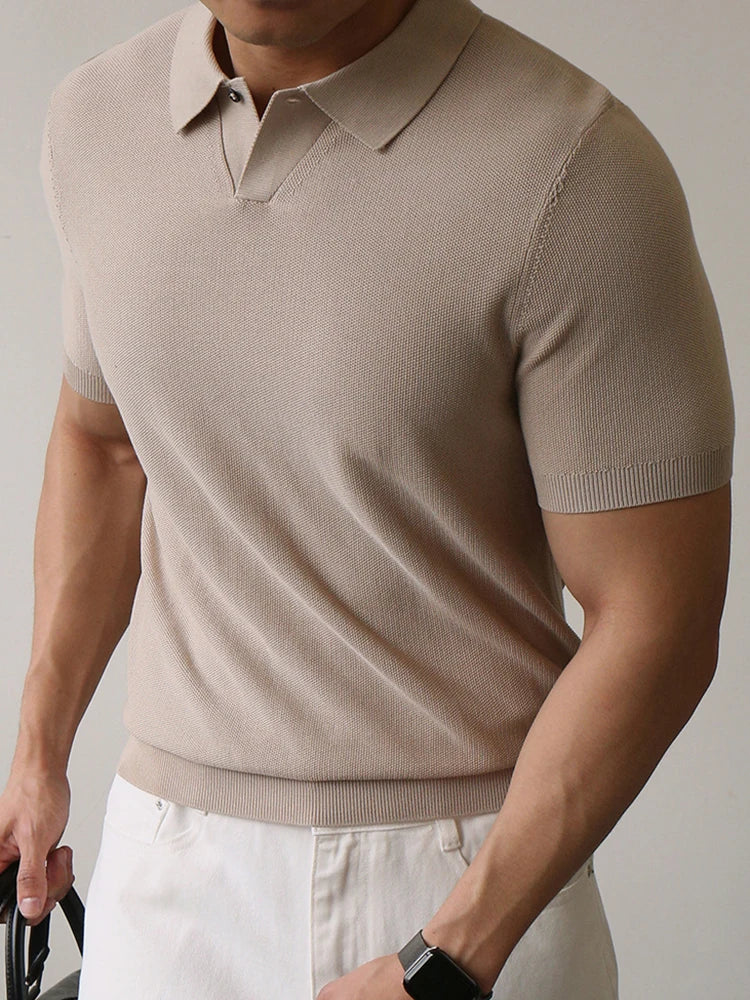 Polo en tricot texturé coupe ajustée – Manches courtes décontractées pour homme