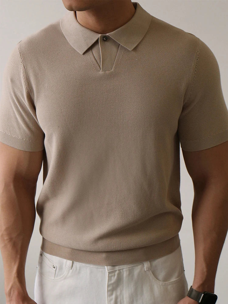 Polo en tricot texturé coupe ajustée – Manches courtes décontractées pour homme