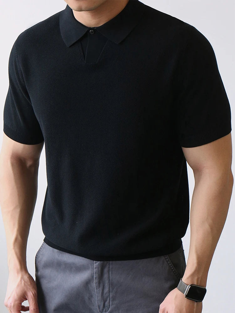 Polo en tricot texturé coupe ajustée – Manches courtes décontractées pour homme