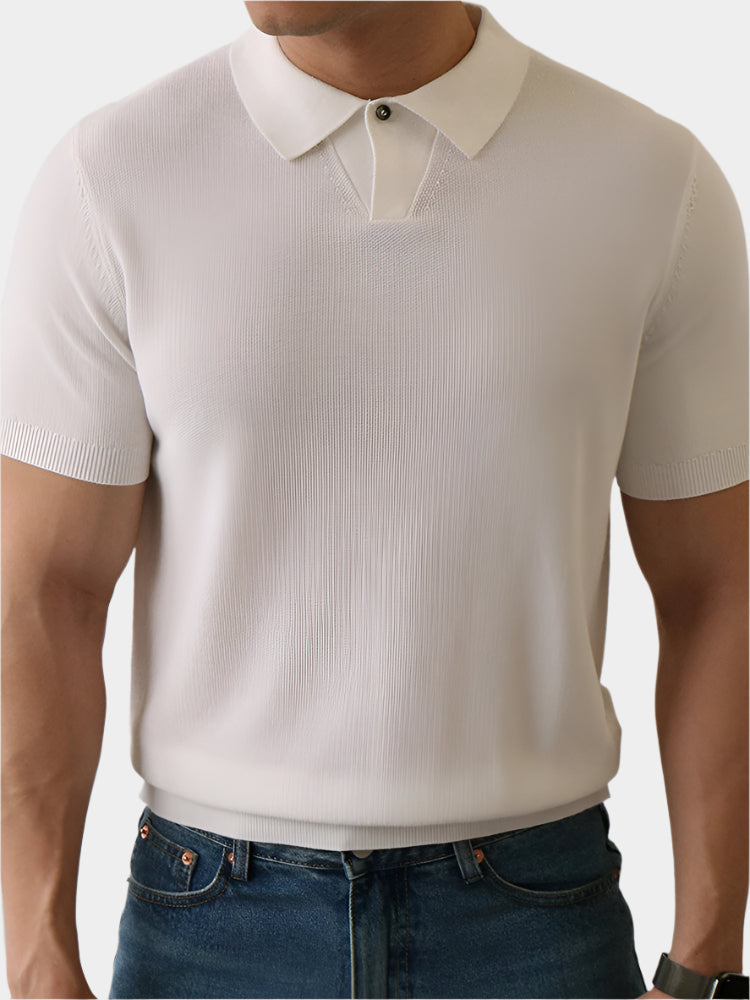 Polo en tricot texturé coupe ajustée – Manches courtes décontractées pour homme