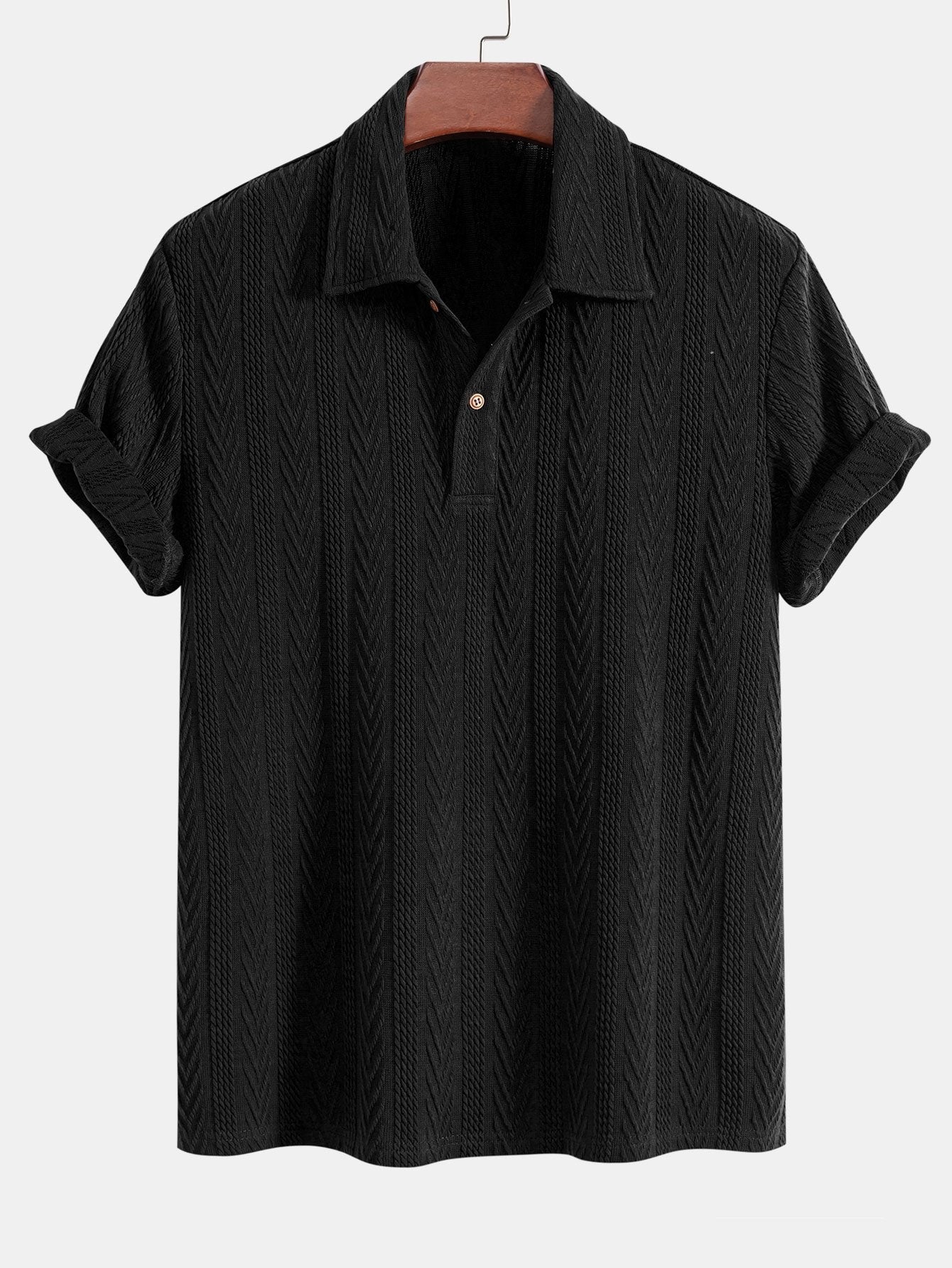 Polo jacquard géométrique tricoté – Chemise décontractée pour homme