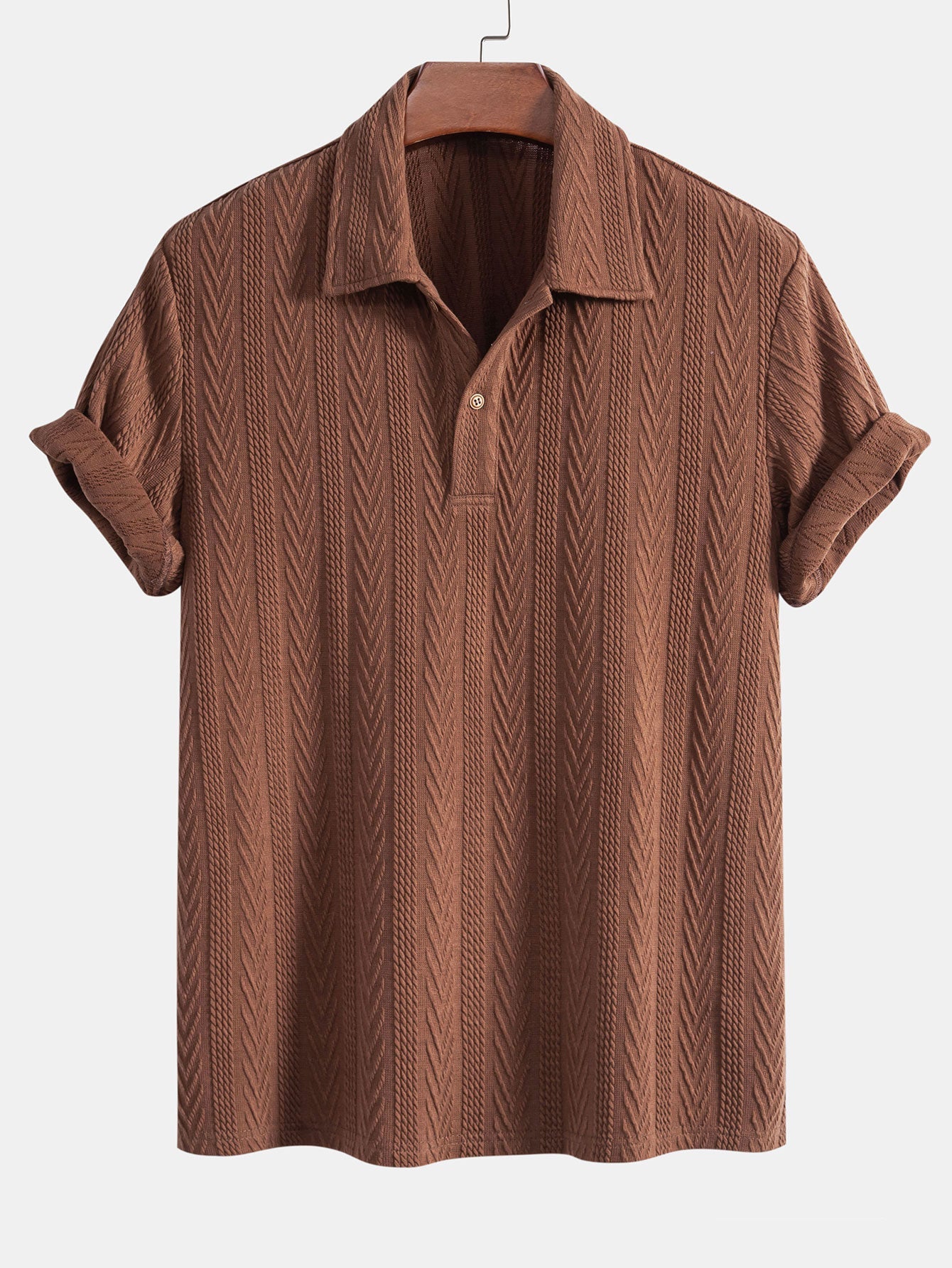 Polo jacquard géométrique tricoté – Chemise décontractée pour homme