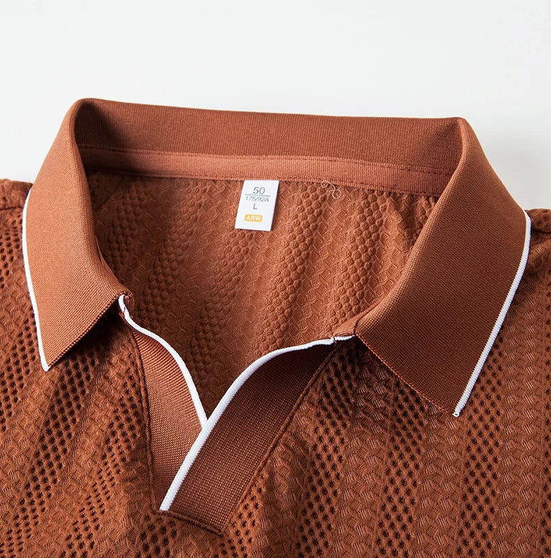 Polo performant en tricot à col tissé – Extensible et infroissable pour homme