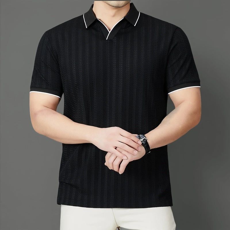 Polo performant en tricot à col tissé – Extensible et infroissable pour homme