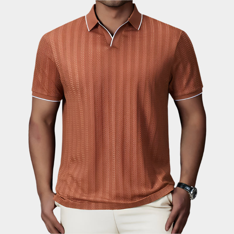 Polo performant en tricot à col tissé – Extensible et infroissable pour homme