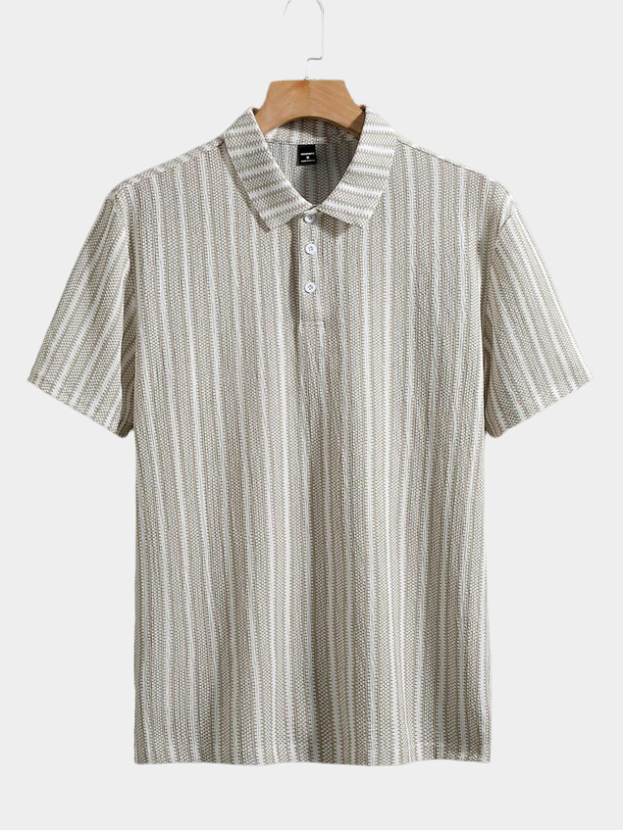 Polo rayé à manches courtes, décontracté et pratique, pour homme en été